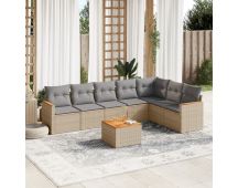 vidaXL 8 Piece Garden Sofa Set with Cushions Mix Beige Poly Rattan