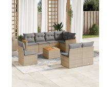 vidaXL 9 Piece Garden Sofa Set with Cushions Mix Beige Poly Rattan