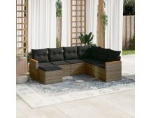 vidaXL 7 Piece Garden Sofa Set with Cushions Grey Poly Rattan