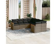 vidaXL 8 Piece Garden Sofa Set with Cushions Grey Poly Rattan