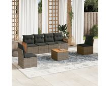 vidaXL 7 Piece Garden Sofa Set with Cushions Grey Poly Rattan