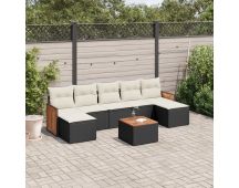 vidaXL 8 Piece Garden Sofa Set with Cushions Black Poly Rattan