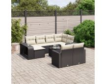 vidaXL 11 Piece Garden Sofa Set with Cushions Black Poly Rattan