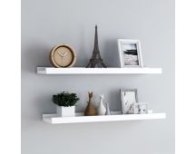 vidaXL Picture Frame Ledge Shelves 2 pcs White 80x9x3 cm MDF