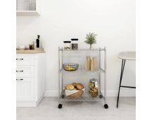 vidaXL 3-Tier Storage Rack with Wheels 60x35x81 cm Chrome 150 kg