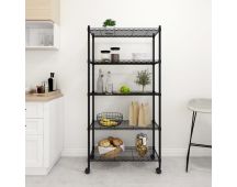 vidaXL 5-Tier Storage Shelf with Wheels 75x35x155 cm Black 250 kg