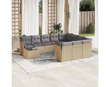 vidaXL 11 Piece Garden Sofa Set with Cushions Beige Poly Rattan