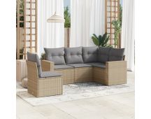 vidaXL 5 Piece Garden Sofa Set with Cushions Beige Poly Rattan