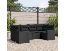 vidaXL 6 Piece Garden Sofa Set with Cushions Black Poly Rattan