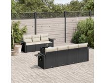 vidaXL 8 Piece Garden Sofa Set with Cushions Black Poly Rattan