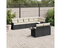 vidaXL 8 Piece Garden Sofa Set with Cushions Black Poly Rattan