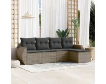 vidaXL 5 Piece Garden Sofa Set with Cushions Grey Poly Rattan