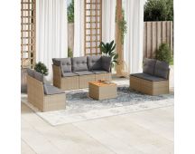 vidaXL 8 Piece Garden Sofa Set with Cushions Mix Beige Poly Rattan