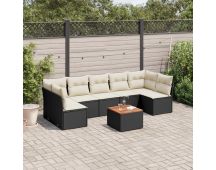 vidaXL 8 Piece Garden Sofa Set with Cushions Black Poly Rattan