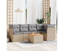 vidaXL 6 Piece Garden Sofa Set with Cushions Mix Beige Poly Rattan