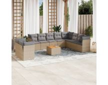 vidaXL 11 Piece Garden Sofa Set with Cushions Mix Beige Poly Rattan