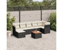 vidaXL 8 Piece Garden Sofa Set with Cushions Black Poly Rattan