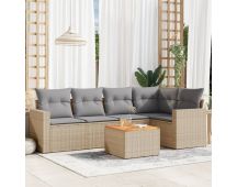 vidaXL 6 Piece Garden Sofa Set with Cushions Mix Beige Poly Rattan