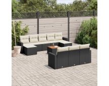 vidaXL 11 Piece Garden Sofa Set with Cushions Black Poly Rattan