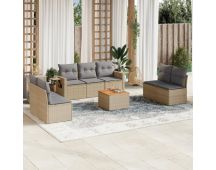 vidaXL 8 Piece Garden Sofa Set with Cushions Mix Beige Poly Rattan