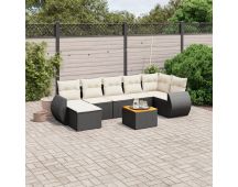 vidaXL 8 Piece Garden Sofa Set with Cushions Black Poly Rattan