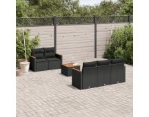 vidaXL 6 Piece Garden Sofa Set with Cushions Black Poly Rattan