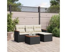 vidaXL 5 Piece Garden Sofa Set with Cushions Black Poly Rattan