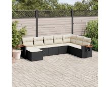 vidaXL 8 Piece Garden Sofa Set with Cushions Black Poly Rattan