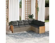 vidaXL 6 Piece Garden Sofa Set with Cushions Grey Poly Rattan