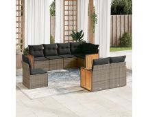 vidaXL 8 Piece Garden Sofa Set with Cushions Grey Poly Rattan