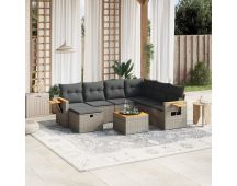 vidaXL 8 Piece Garden Sofa Set with Cushions Grey Poly Rattan