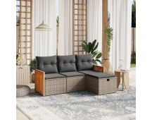 vidaXL 4 Piece Garden Sofa Set with Cushions Grey Poly Rattan