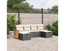 vidaXL 6 Piece Garden Sofa Set with Cushions Black Poly Rattan