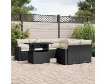 vidaXL 9 Piece Garden Sofa Set with Cushions Black Poly Rattan