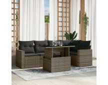 vidaXL 6 Piece Garden Sofa Set with Cushions Grey Poly Rattan