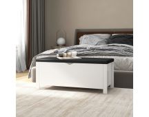 vidaXL Storage Box with Cushion White 105x40x45 cm Engineered Wood