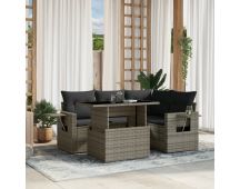 vidaXL 5 Piece Garden Sofa Set with Cushions Grey Poly Rattan