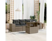 vidaXL 5 Piece Garden Sofa Set with Cushions Grey Poly Rattan