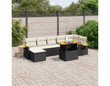 vidaXL 8 Piece Garden Sofa Set with Cushions Black Poly Rattan