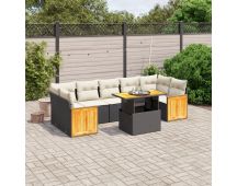 vidaXL 8 Piece Garden Sofa Set with Cushions Black Poly Rattan