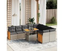 vidaXL 10 Piece Garden Sofa Set with Cushions Grey Poly Rattan