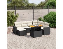 vidaXL 8 Piece Garden Sofa Set with Cushions Black Poly Rattan