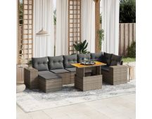 vidaXL 8 Piece Garden Sofa Set with Cushions Grey Poly Rattan