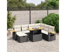 vidaXL 8 Piece Garden Sofa Set with Cushions Black Poly Rattan