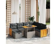 vidaXL 8 Piece Garden Sofa Set with Cushions Grey Poly Rattan