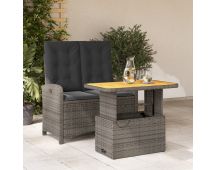 vidaXL 2 Piece Garden Dining Set with Cushions Grey Poly Rattan