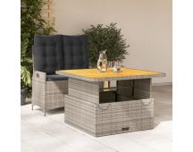 vidaXL 2 Piece Garden Dining Set with Cushions Grey Poly Rattan