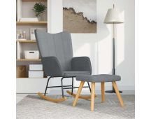 vidaXL Rocking Chair with a Stool Light Grey Fabric