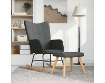 vidaXL Rocking Chair with a Stool Dark Grey Fabric