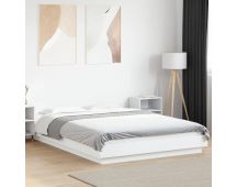 vidaXL Bed Frame White 135x190 cm Engineered Wood